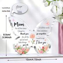1pc Acrylic Butterfly Ornament With Heartfelt Message – Sentimental Gift For Mom, Decorative Keepsake For Mother's Day, Birthday, Christmas Or Room Display