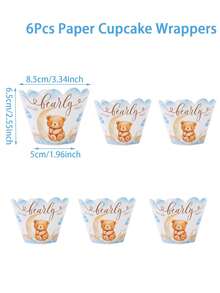 6 件婴儿洗礼主题派对纸杯蛋糕包装纸、熊图案烘焙纸杯蛋糕包装纸、“我们迫不及待”设计性别揭秘主题蛋糕装饰、生日装饰、派对用品、纸杯蛋糕装饰、烘焙用品、甜点装饰、婴儿洗礼装饰、性别揭秘用品、厨房用品 - 小熊 - 查看 9