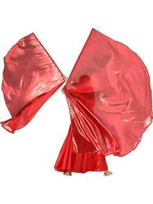 1 Piece Of Arabic Style Colorful Flag Belly Dance Double Flag, Exquisite Workmanship, Sports Opening Ceremony Dance Props, Stage Performance Shining Light 96*140cm - Multicolor - View 3