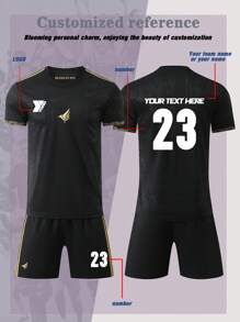 Classic Black Gold Football Shirt - Football Sportswear Set, Customizable Logo, Number, Name