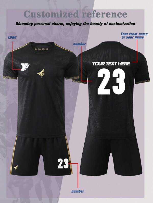 Classic Black Gold Football Jersey - Breathable Quick Drying Sportswear