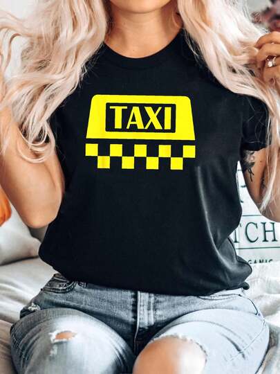 180g Pure Cotton Yellow Taxi Costume Halloween Funny Taxi Driver Men Driving T Shirt For Women Stylish Comfortable Breathable Homme Soft Stretched Graphic Unisex Designer Clothes Versatile Streetwear Slightly Summer Fashion Casual Print Round Neck Short Sleeve Top For Everyday Wear