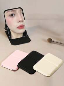 1 szt. składane przenośne lusterko do makijażu ze stojakiem, lusterko podróżne, narzędzie kosmetyczne, lusterko toaletkowe, lustro do makijażu stołowego, kompaktowe składane kieszonkowe lusterko do makijażu, prostokątne małe minimalistyczne składane lusterko do makijażu do podróży, kompaktowe, składane, urocze kieszonkowe lusterko, składane ręczne lub na biurko, odpowiednie do akademika, biura i podróży, damskie kompaktowe lusterko, Quick Touch - najlepszy prezent na urodziny, ukończenie szkoły