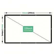 150 Inch HD Foldable Projector Screen, 16:9 Wrinkle-Proof Portable Movie Screen For Home Outdoor Indoor, Double-Sided Projection Support - 白色 - 查看 13