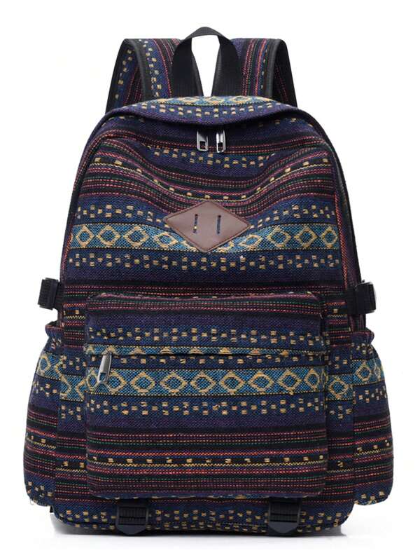 Neue gestreifte, farbenfrohe Nylonstoff Rucksack für Damen, klassisch, Herren Schultertasche mit großem Fassungsvermögen, Studentenrucksack, lässige Tasche für Outdoor