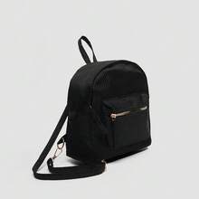 Mochila pequeña de moda con estilo retro y sensación de alta gama para mujer, mochila versátil y pequeña para libros - Negro - Ver 6