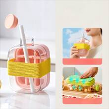 Ice Water Cup With Straw: Ice Cube Cup - No Need To Share Ice Cubes With Others. Just Press To Remove The Ice Cubes. Perfect For Families And Pool Parties. It Can Enable You To Enjoy Summer Frozen Beverages Better. Household Ice-Making Molds.