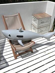 1pc Inflatable Shark Shaped Water Floating Row, Summer Swimming Pool & Beach Party Floater, Perfect Summer Gift - Grey - View 4
