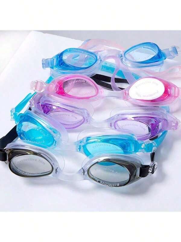 Set de 3 gafas de natación con lentes de PC avanzadas, con doble junta de sellado, correa elástica de silicona, ajuste cómodo, impermeables, adecuadas tanto para hombres como para mujeres. Incluye un par de tapones para los oídos para protegerlos de la entrada de agua.