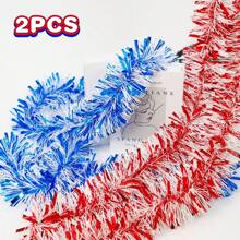 2pcs (157.48 Inch) Red/Blue Patriotic Decorative Party Streamers, Lightweight Metallic Ribbon For Independence Day Decor, Doorways, Stairs