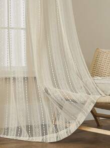 1pc French Retro Delicate Hollow-Out Sheer Curtain, Artistic Atmosphere, Translucent But Not See-Through, For Living Room, Balcony, Bay Window