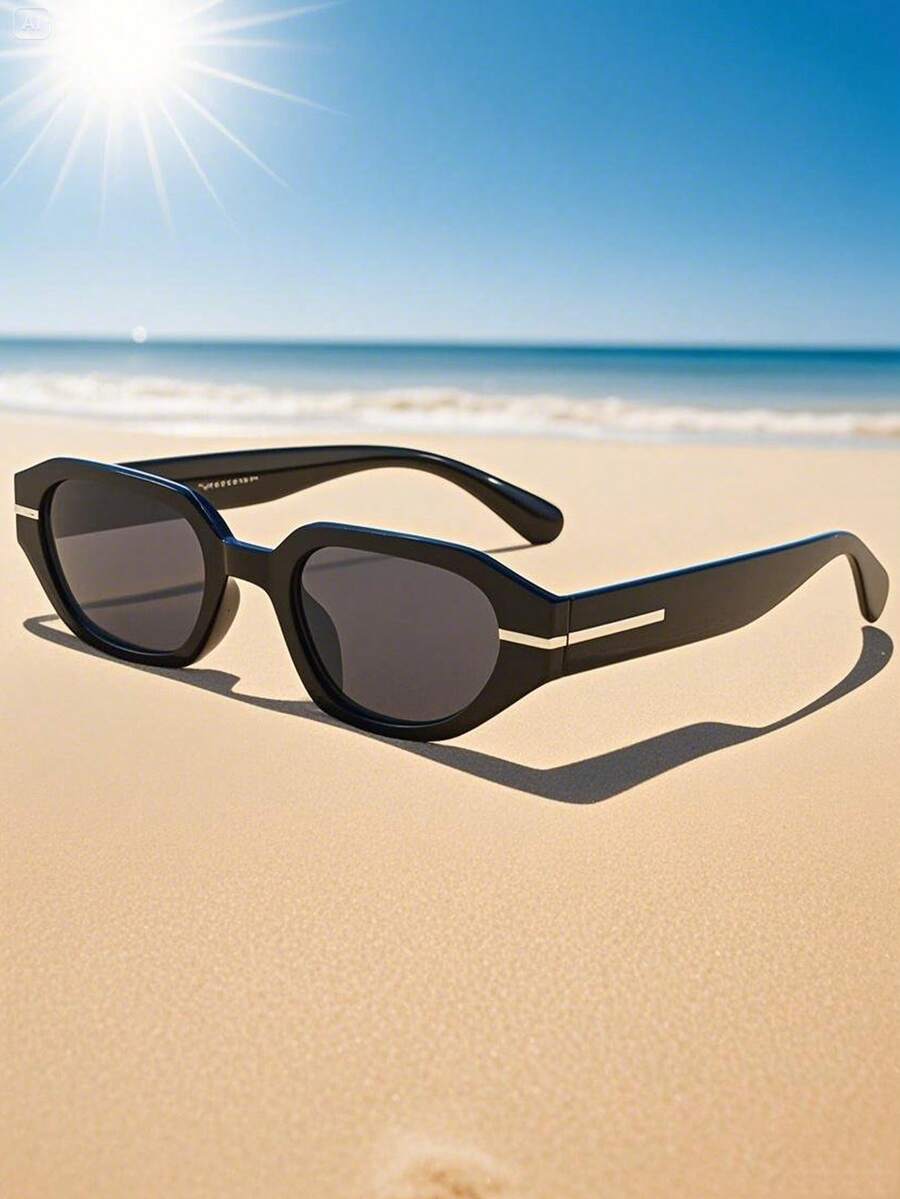 1 件男士不对称小框复古潮人时尚眼镜，男女通用设计，灵感源自流行社交媒体