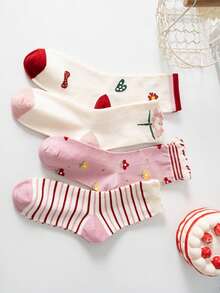1 Pair Flower Shaped Fashion Socks For Women, Cute & Sweet, Comfortable, Suitable For Summer