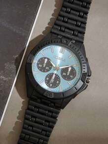 Relógio Casual Masculino com Mostrador Colorido, Design de Panda de 3 Olhos, com Pulseira de Aço e Movimento de Quartzo para Tempos Precisos