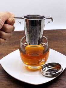 1pc Stainless Steel Tea Infuser, Coffee Filter, Loose Leaf Tea Diffuser With Long Folding Handle, Can Be Hung On Teapot Or Mug, For Tea And Coffee Steeping Back To School
