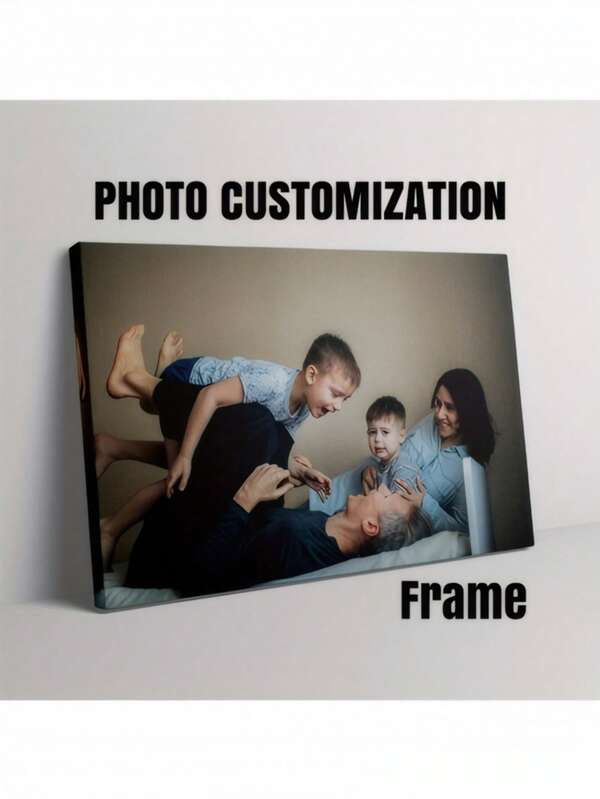 1pc Customized Photo Frame, Custom Pattern Family Picture Frame, Horizontal, Wooden Frame, High Definition Digital Canvas Print, Suitable For Living Room, Entrance Hall, Bedroom Decoration