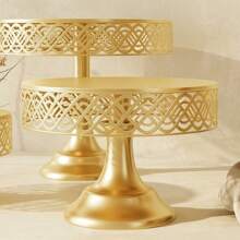 1pcsElegant Golden Cake Stand, Table Display Stand Decorative Cake Stand Dessert Pastry Plate Cold Meal Break Display Stand Afternoon Tea Snack Stand Light Luxury Cake Plate Suitable For Birthdays, Parties, Graduation Season Celebrations And Other Activities