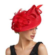 Elegant Alluring Women Derby Church Wedding Feather Sinamay Fascinator Headband Hair Clip Mini Hats Tiny Hats Derby Hat Mini Top Hat Mini Cap, School Stuff