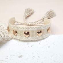 1 Stück handgemachtes Boho Makramee-Armband mit Herz und Quasten, verstellbar, geeignet für Freunde, Familie, Studenten, Feiertagsgeschenke, Party, Reisen, Hochzeitsbekleidung