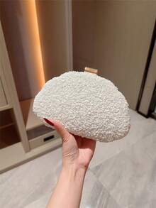 One Fashionable & Luxurious Jeweled Mini Evening Purse, Colorful Sequin Patchwork Evening Clutch Bag For Party, Celebration, Shiny Phone Wallet Makeup Bag, Multifunctional Women Accessory, Glittering Sequin Bag - White - View 8