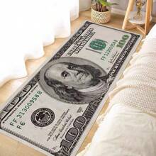 1pc Interesting Portrait & Dollar Bill Pattern Rug, Modern Creative Cartoon INS Style American Elements Rectangle Soft Area Carpet, Applicable For Outdoor, Entrance, Living Room, Bedroom, Laundry Room, Bathroom, Game Room, Washable All Season Bedside Mat, Home Decor