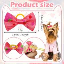 100PCS Cute Puppy Dog Small Bowknot Hair Bows,Yorkie Doggie Bows With Rubber Band Pet Grooming Bows Dog Hair Costume Accessories For Small Dog