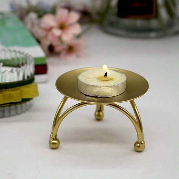 MINI Geometric Circular Iron Candlestick Desktop Decorative Ornament 1PC