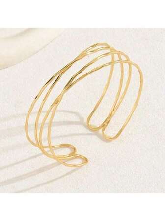 سوار يد جديد للنساء على شكل صليب متعدد الطبقات مفرغ، قابل للتعديل، ثلاثي الأبعاد بسيط وخفيف ذو تصميم فاخر