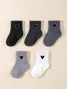 1/5 Pairs Spring/Summer Thin Solid Color Baby Socks, Cute  Pattern, Breathable, Moisture-Wicking, Soft & Comfortable, Fashion Cartoon Socks, Suitable For Daily Life, Holiday Gifts, Vacation Outfits - Multicolor - View 1