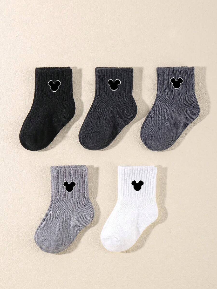 1/5 Pairs Spring/Summer Thin Solid Color Baby Socks, Cute  Pattern, Breathable, Moisture-Wicking, Soft & Comfortable, Fashion Cartoon Socks, Suitable For Daily Life, Holiday Gifts, Vacation Outfits - Multicolor - View 1