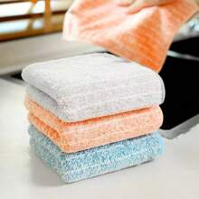 6pcs/Set Dish Washing Cloths, Thickened Non-Stick Oil Rags, Waterproof Odor-Free Dish Towels With Bamboo Charcoal, Lint-Free Cleaning Rags For Kitchen & Bathroom