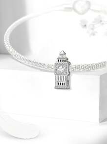 1 Peça Stertling Silver 925 Charme Big Ben Tower Love Bead Adequada para Mulheres Pulseiras Braceletes DIY Joias Fazendo e Combinação de Roupas Diárias Decoração de Jóias para Meninas