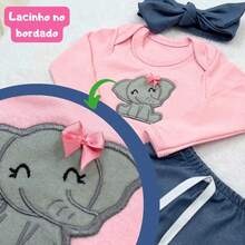 Sempre Bebê Baby Girl Clothing Set Long Sleeve Bodysuit With Pants And Headband Blogger Diva Leopard Print Kitten Bow Outfit Winter Cold Weather Set Little Elephant - 水鴨藍 - 查看 5