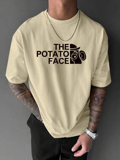 Men's Bear Graphic Casual Loose Fit Commuting Versatile Short Sleeve T-Shirt, Suitable For Street, Outdoor, And Daily Wear