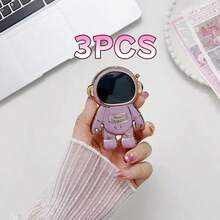 3pcs/Set 3D Cartoon Astronaut Electroplated Desk Phone Stand, Multi-Functional Slouchy Phone Holder - Multicolor - View 14