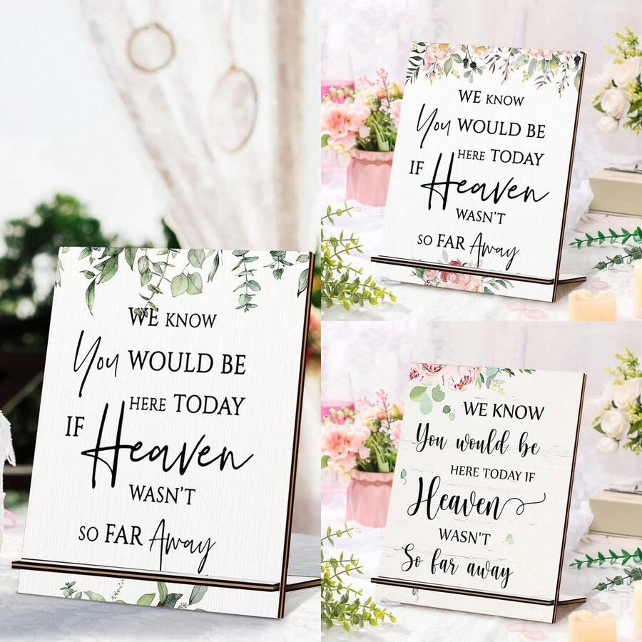 1/100 套可用，2 件/套婚礼我们知道如果天堂不是那么遥远，你今天就会在这里木制桌面装饰适合婚礼礼物、结婚周年纪念标志、婚礼礼物、周年纪念派对和纪念桌面装饰