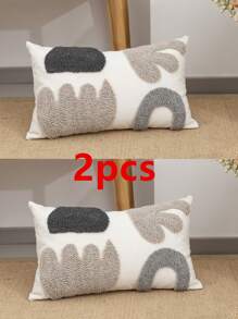 1/2 pièces Housse de coussin à motif floral, coton damassé, style nordique, textile d'intérieur, décoration de salon, chambre à coucher, canapé, vacances, banquet, extérieur, jardin, fête, housse de coussin de décoration végétale, sans rembourrage, 30*50cm, 45*45cm