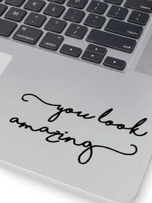 1pc Creative Laptop Sticker With Inspirational Short Phrase 'Believe In Yourself' And Partial Transparency