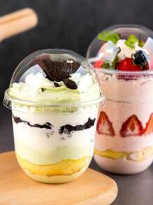 50 pièces/20 pièces/10 pièces/5 pièces Coupes à dessert en plastique transparent en forme de U avec couvercles (couvercles vendus séparément) - Bols résistants à la chaleur pour mousse, gâteaux et friandises en couches - Convient pour les mariages, les anniversaires, les pique-niques, Noël et réunions
