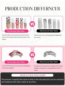10pcs Handmade Nail Stickers, Almond Shell Design, Summer Style, 3D Shell Flower Decor, Resin Crafted, Elegant Handmade Glossy Full Coverage False Nails, Suitable For Women/Girls Daily Wear Or Date/Vacation Manicure Accessories - Multicolor - View 9