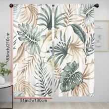 2pcs Turtle Leaf Print Curtains, Perfect For Bedroom, Office, Kitchen, Living Room And Study Room Decoration, Kitchen Window Decoration | Floral Pattern Curtains |