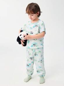 Balabala 婴儿两件套睡衣套装、传统风格睡衣和家居服 - 白綠色調 - 查看 2