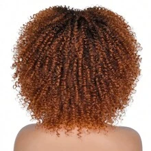Short Hair Afro Kinky Curly Wigs With Bangs African Synthetic Ombre Glueless Cosplay Wigs For Women High Temperature