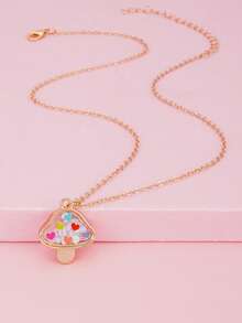 1pc Heart Sequin & Mushroom Zinc Alloy Pendant Necklace, Gift For Girl Friends - Multicolor - View 8