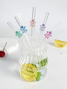 1 pièce/1 set de paille en verre design de dessin animé coloré tortue, paille en verre réutilisable coudée, pour smoothies, lait thé, jus, cocktails, boissons froides, café, fournitures de fête, camping/voyage/été/vacances/cuisine, fournitures scolaires