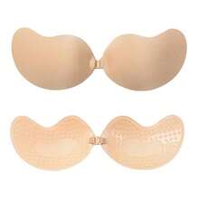 1 Pair Invisible Push Up Bra Backless Strapless Bra Seamless Front Buckle Bra Underwear Women Self Adhesive Silicone Adhesive - Apricot - View 9