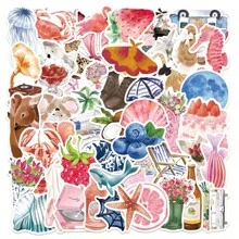 50pcs Watercolor Doodle Sticker Pack, Personalized Sticker For Scrapbooking, Skateboard, Helmet, Water Bottle, Guitar, Phone Case, Notebook, Computer, Gift,School Supplies,Back To School