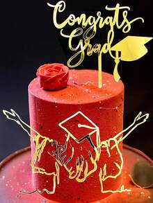 2Pcs Reusable & Stylish "Congrats Grad" Cake Topper - Celebrate Your Graduation In 2026! Congrats Grad" Acrylic Letters - Perfect For Graduation Cakes, Photos & More! Celebrate Your Achievements #Graduation2026 #GraduationParty #CongratsGrad #PartyDecor - Multicolor - View 2