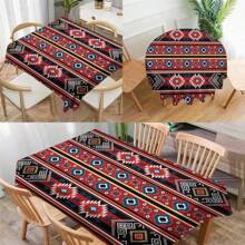 1pc Bohemian Style Patterned Tablecloth, Modern Polyester Rectangular/Round Waterproof Tablecloth, Digital Printing, Suitable For Living Room, Outdoor Dining Table, Small Round Table