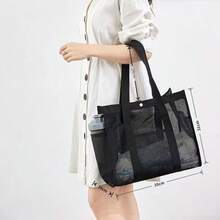 网状沙滩包 家庭超大沙滩托特包口袋沙滩巾包